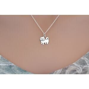 Sterling Silver Maltese Dog Charm Necklace, Silver Maltese Dog Charm Necklace
